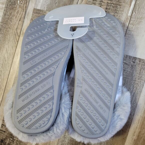 New Lauren Conrad Cozy Plaid Faux Fur Clog Slippers Size Small 6-7 - Picture 4 of 5